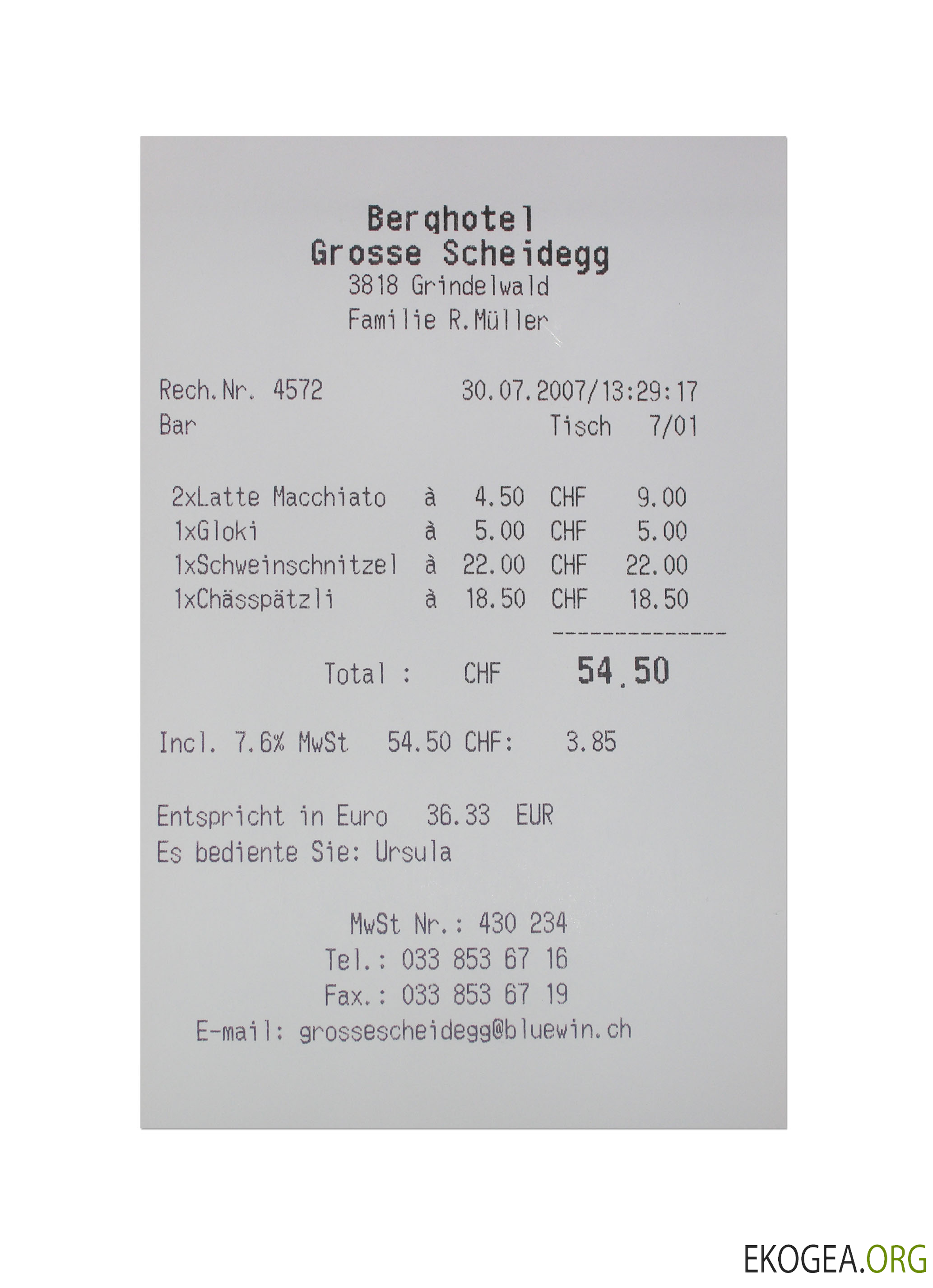 Reçu de paiement BERQ HOTEL